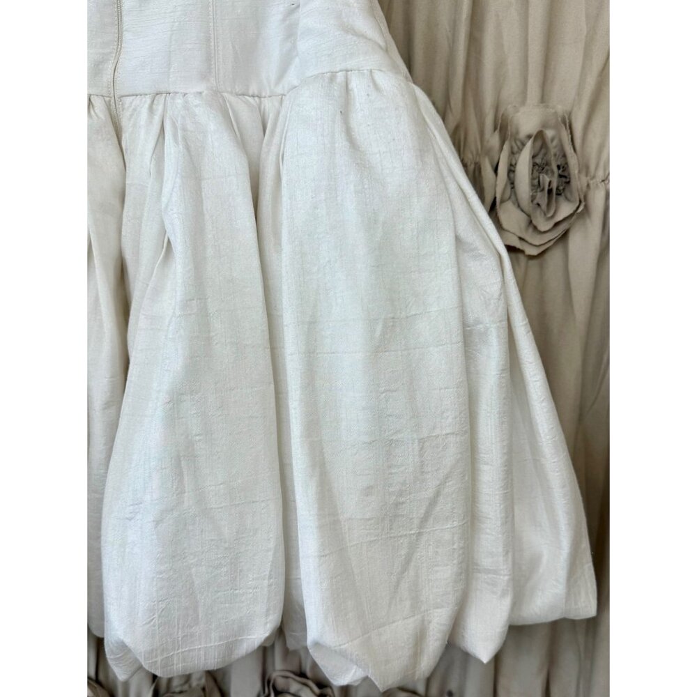 BHLDN x Anthropologie Strapless Floral Applique Bubble Hem White Mini Dress - Picture 14 of 16
